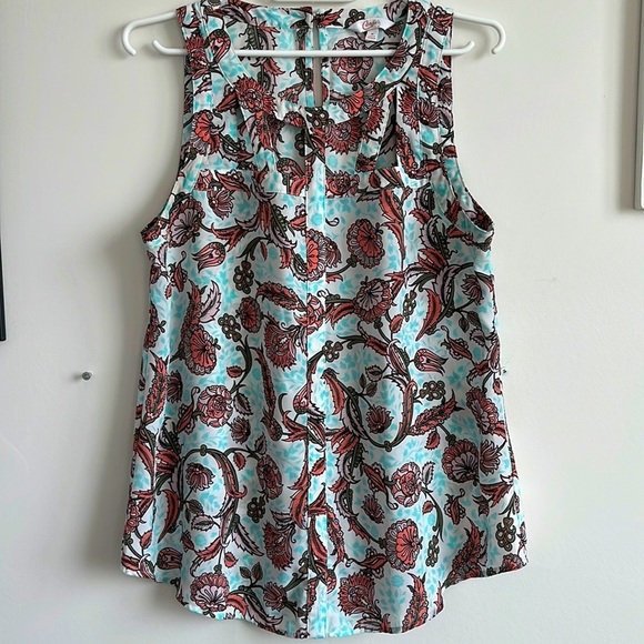CANDIES FLORAL PATTERNS SLEEVELESS KEYHOLE BACK WOMEN TOP SIZE M - Picture 1 of 11